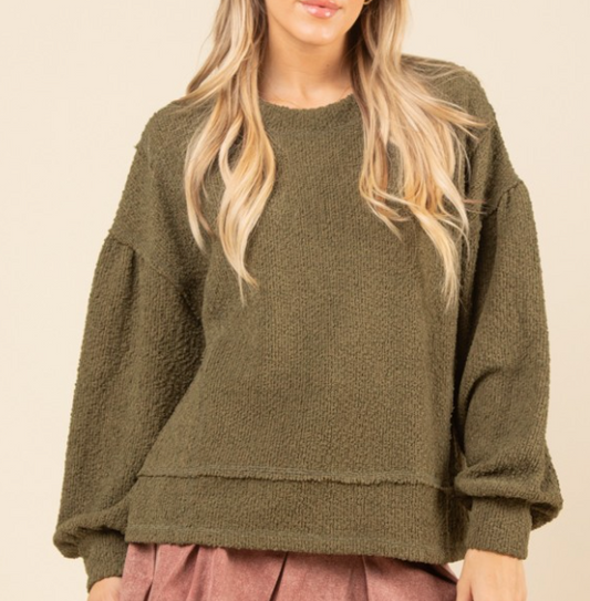 Oversized Textured Knit OLIVE