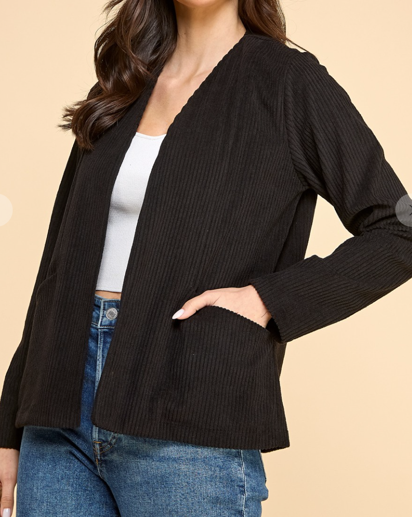 Corduroy Ribbed Jacket BLACK