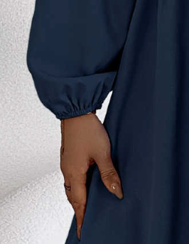 Square Neck Puff Sleeve Midi NAVY