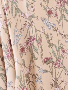 Floral V~neck Oversized Blouse BEIGE