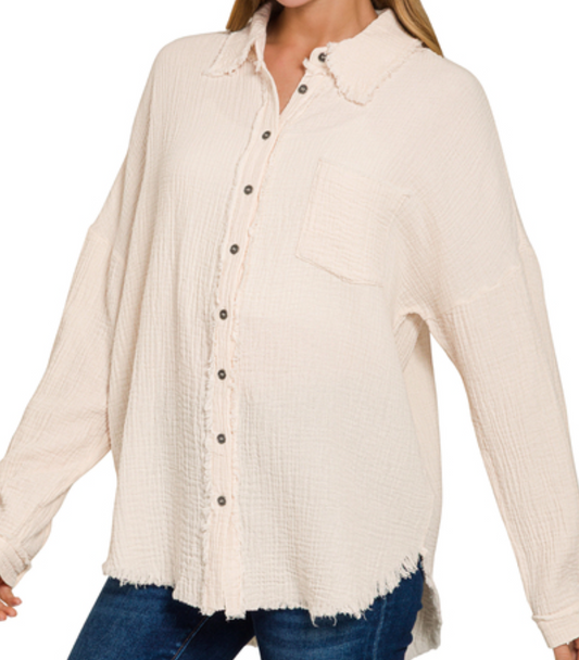Gauze Oversized Raw Edge SAND