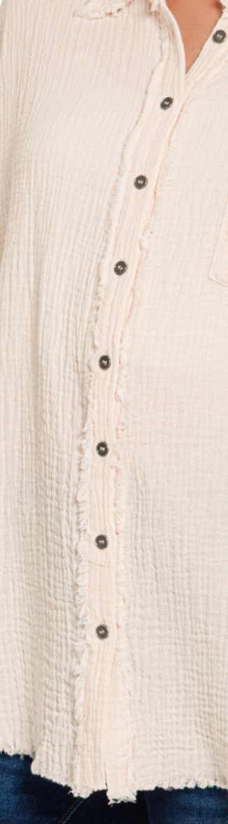 Gauze Oversized Raw Edge SAND