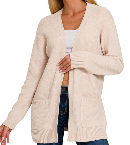 Melange Sweater Cardi BEIGE
