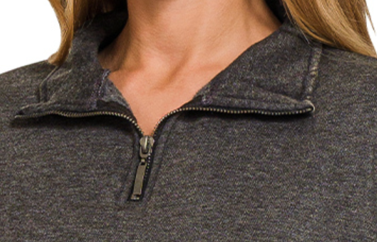 1/4 Zip Acid Wash Pullover BLACK