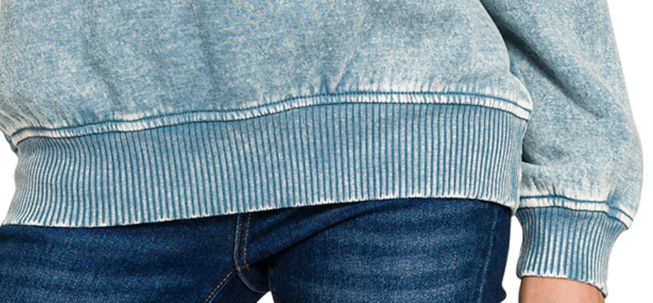 1/4 Zip Acid Wash Pullover BLUE