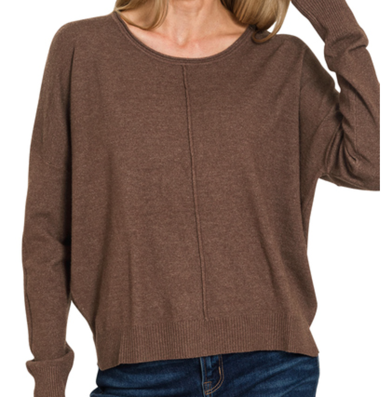 Viscose Front Seam Sweater BROWN