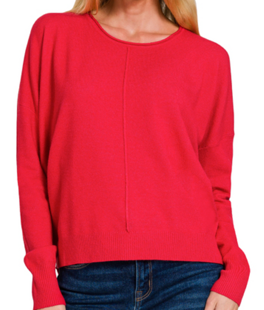 Viscose Front Seam Sweater RED