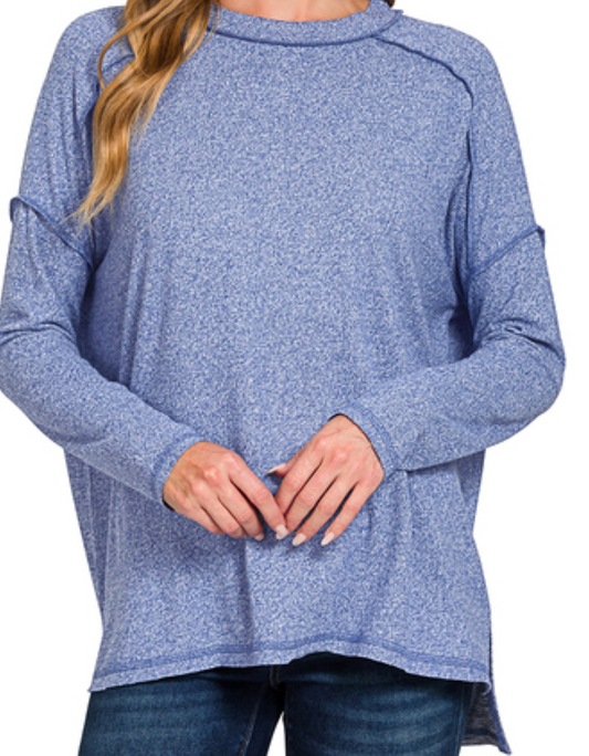 Melange Hacci Hi-Low NAVY