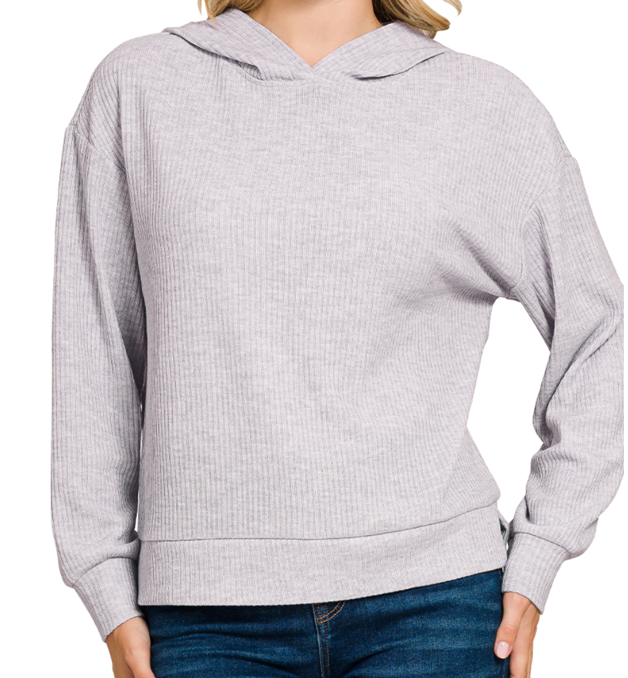 Ribbed Hoodie Pullover GRAY