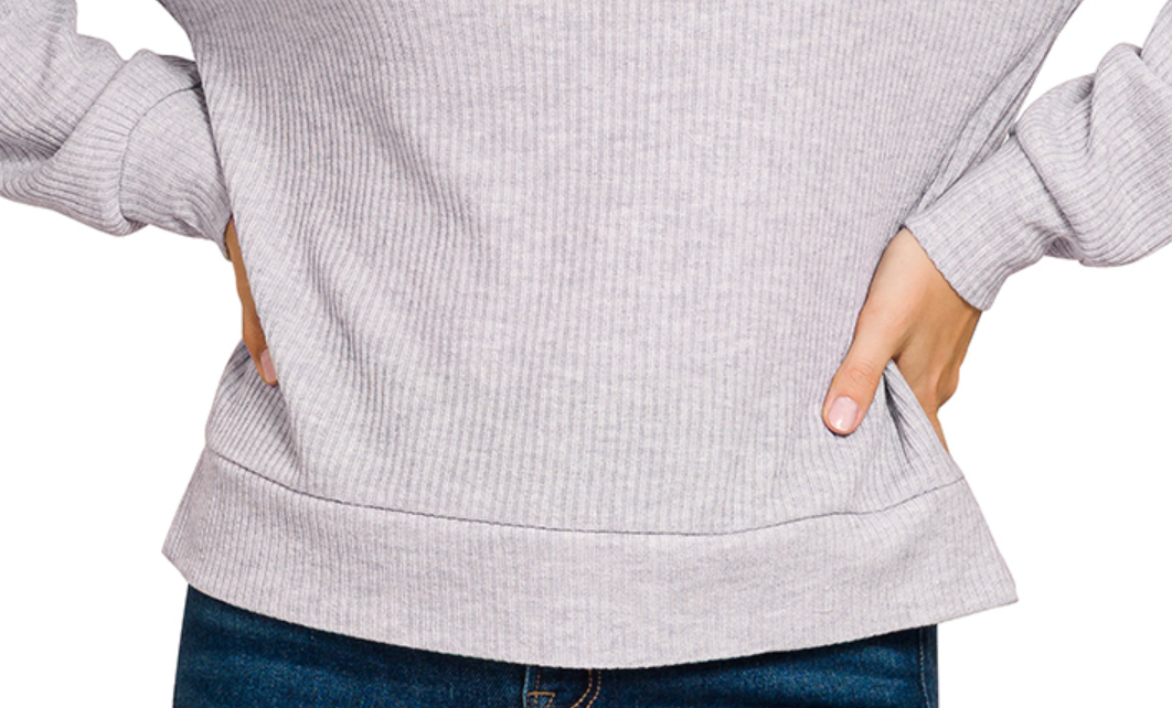 Ribbed Hoodie Pullover GRAY
