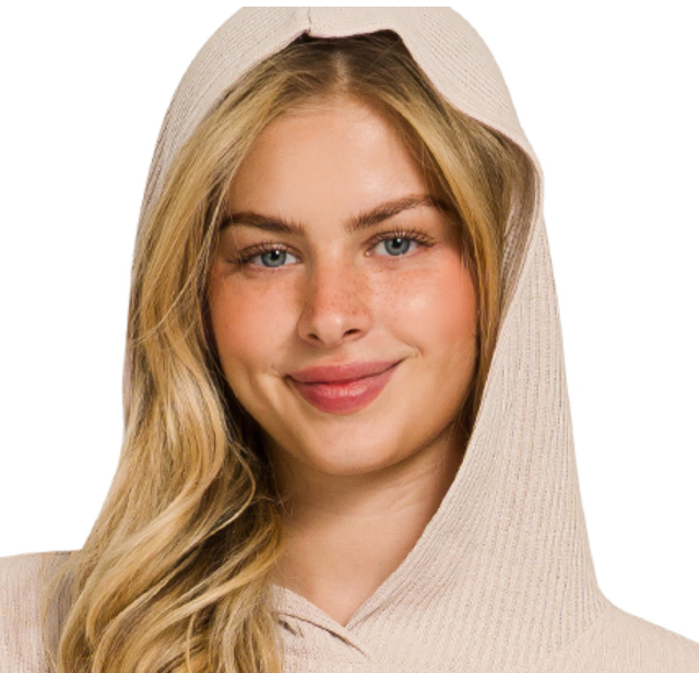 Ribbed Hoodie Pullover SAND