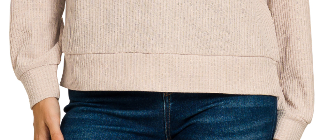 Ribbed Hoodie Pullover SAND