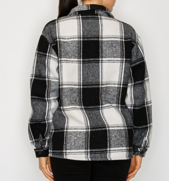 Lined Plaid Shacket B&W