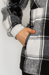 Lined Plaid Shacket B&W