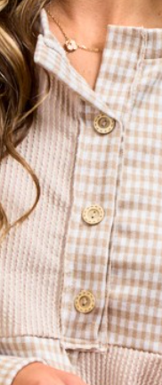 Checkmate Mixed Media Pullover TAUPE