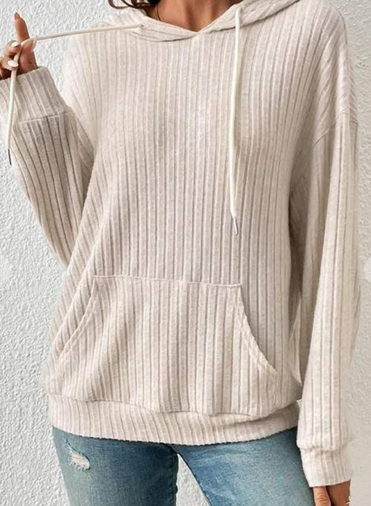 Trudi RIbbed Knit Hoodie BEIGE