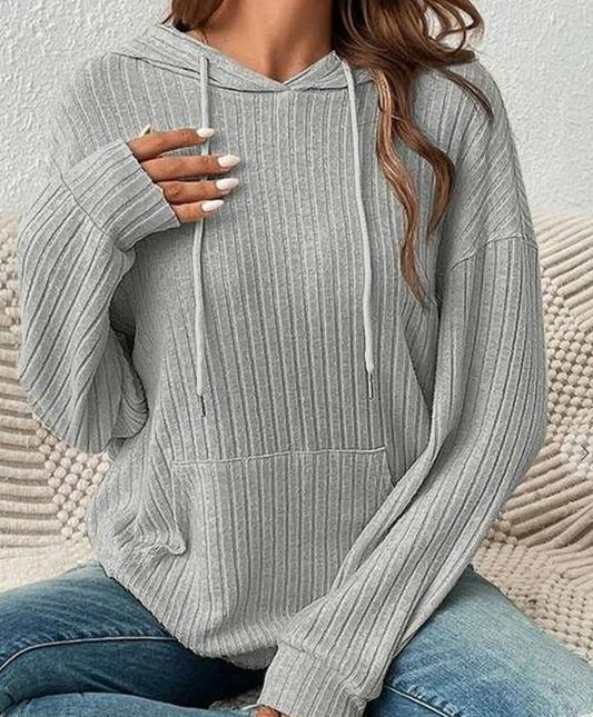 Trudi RIbbed Knit Hoodie GRAY