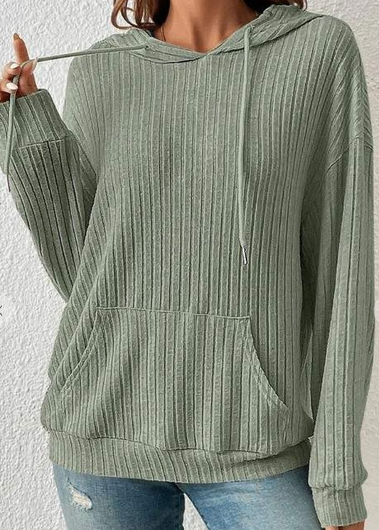 Trudi RIbbed Knit Hoodie SAGE