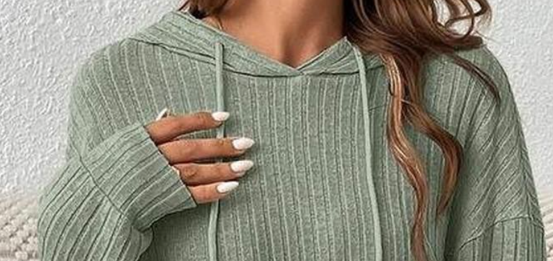 Trudi RIbbed Knit Hoodie SAGE