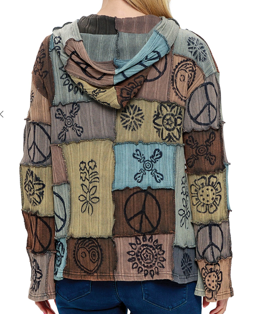 Hippie Patchwork Hoodie Jacket MULTI