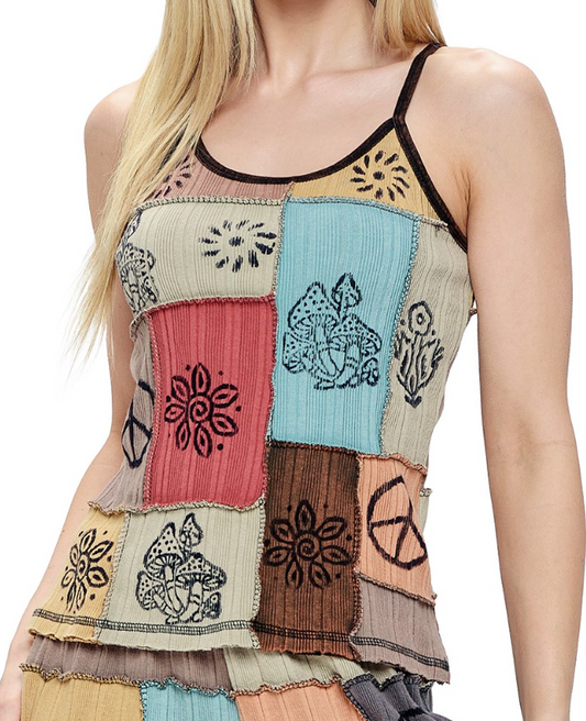 Art Hippie Patchwork Tank NEUTRAL