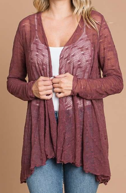 PS Hi~Low Drape Cardi BERRY