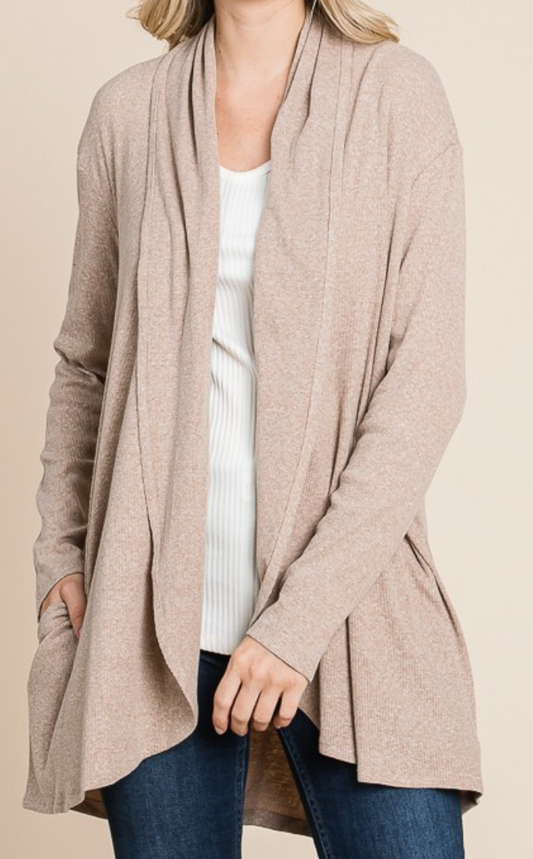 Pocketed Shawl Cardi TAUPE