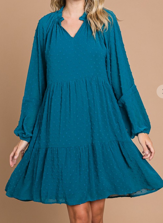 PS Swiss Dot Dress DEEP TURQUOISE