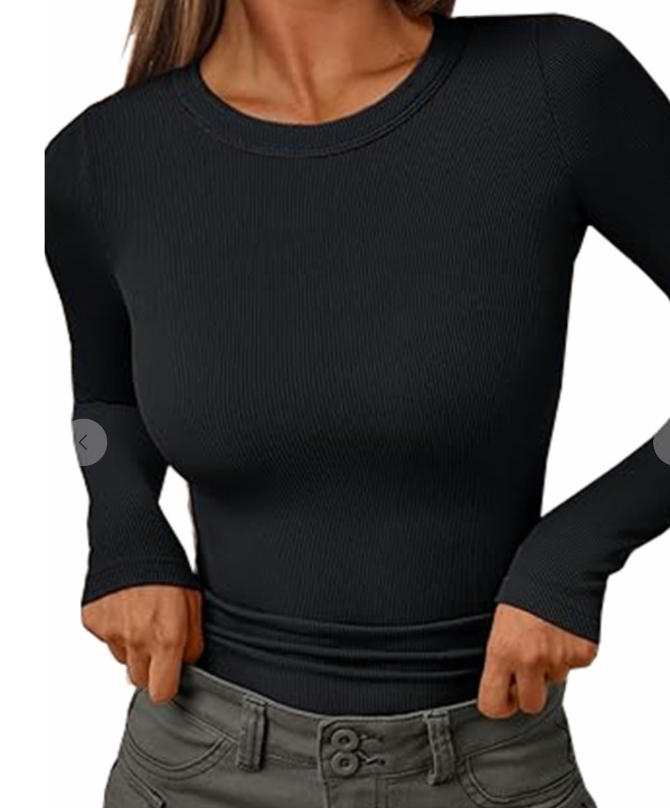 Fitted Ribbed Layering Top BLACK