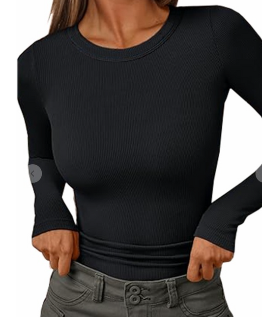 Fitted Ribbed Layering Top BLACK
