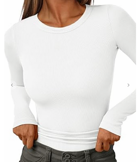 Fitted Ribbed Layering Top WHITE