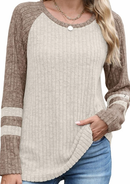2 Tone Jersey Sweater KHAKI