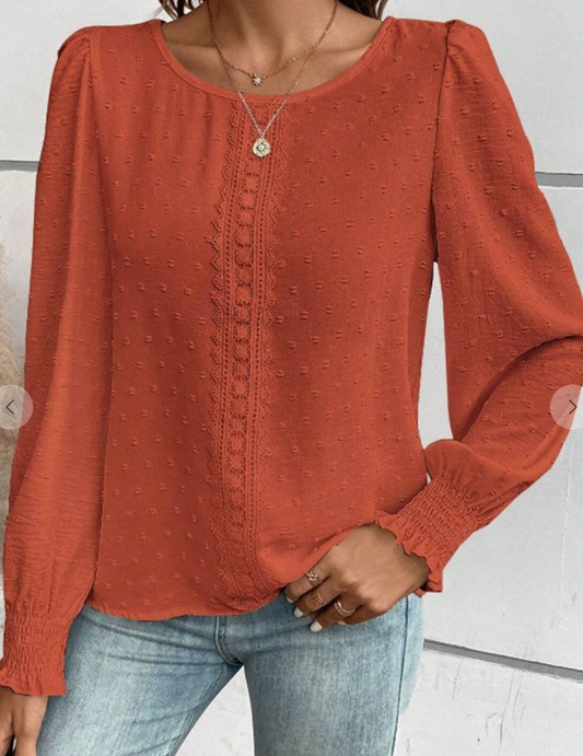Swiss Dot Lace Inlet Blouse SIENNA