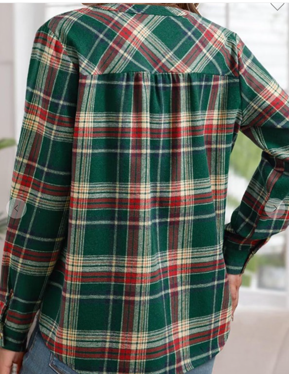 1/4 Button Down Plaid HUNTER