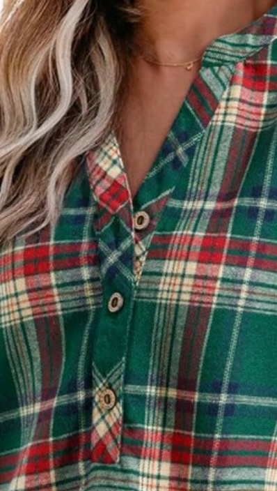 1/4 Button Down Plaid HUNTER