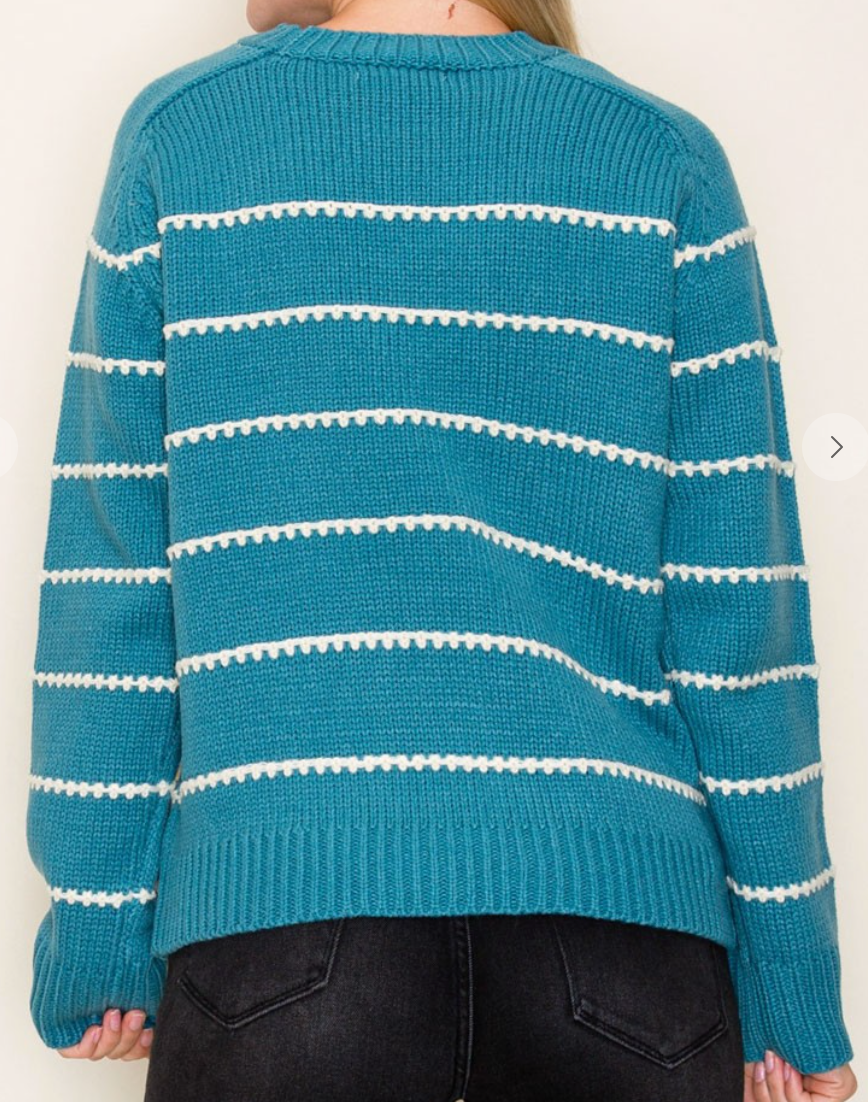 Blanket Stitch Sweater TEAL
