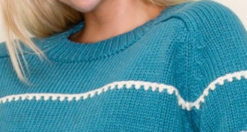 Blanket Stitch Sweater TEAL