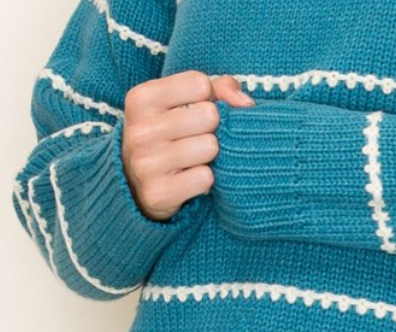 Blanket Stitch Sweater TEAL