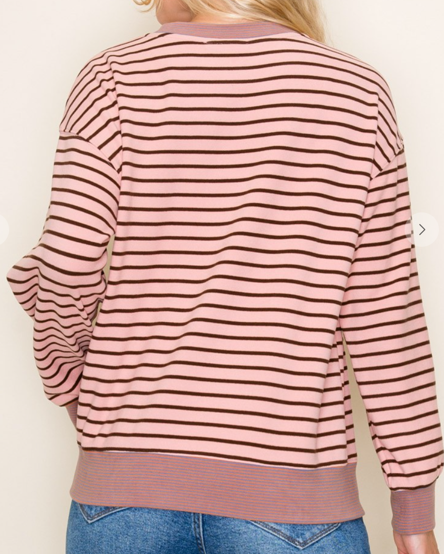 Brushed Stripe Sweatshirt BLUSH