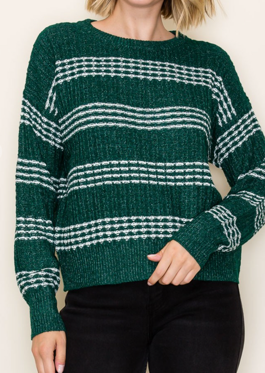 Texture Striped Sweater GREEN
