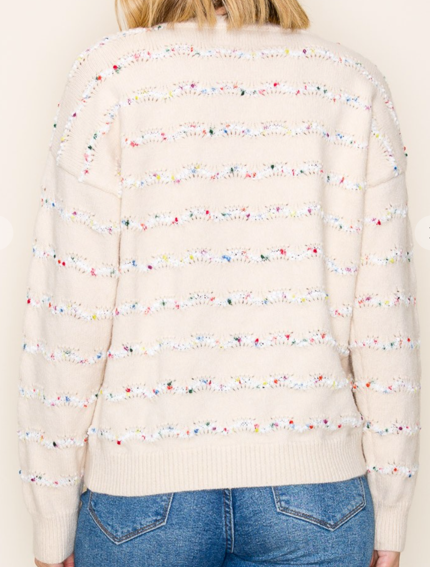Confetti Popcorn Stripe Sweater OATMEAL