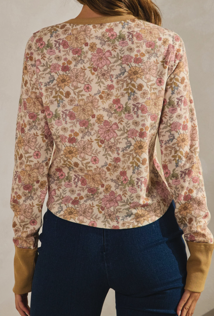 Waffle Floral Crop BEIGE