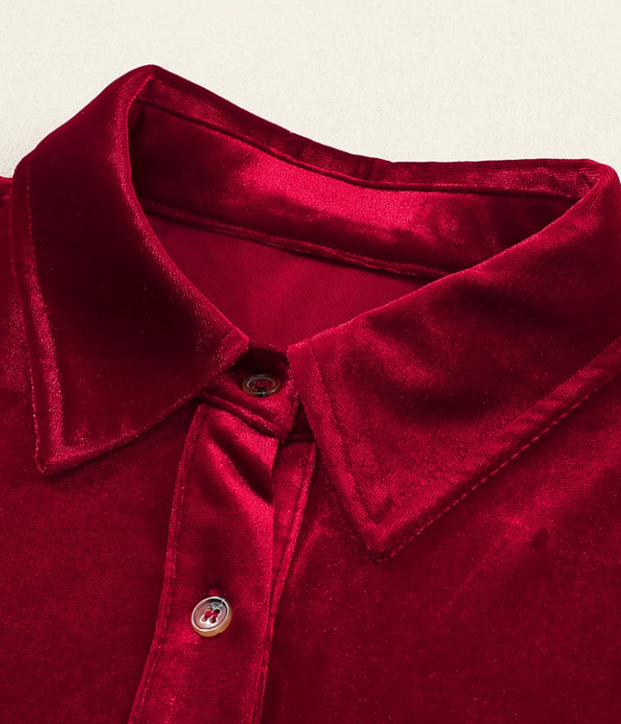 Velvet Ruffle Dress RED