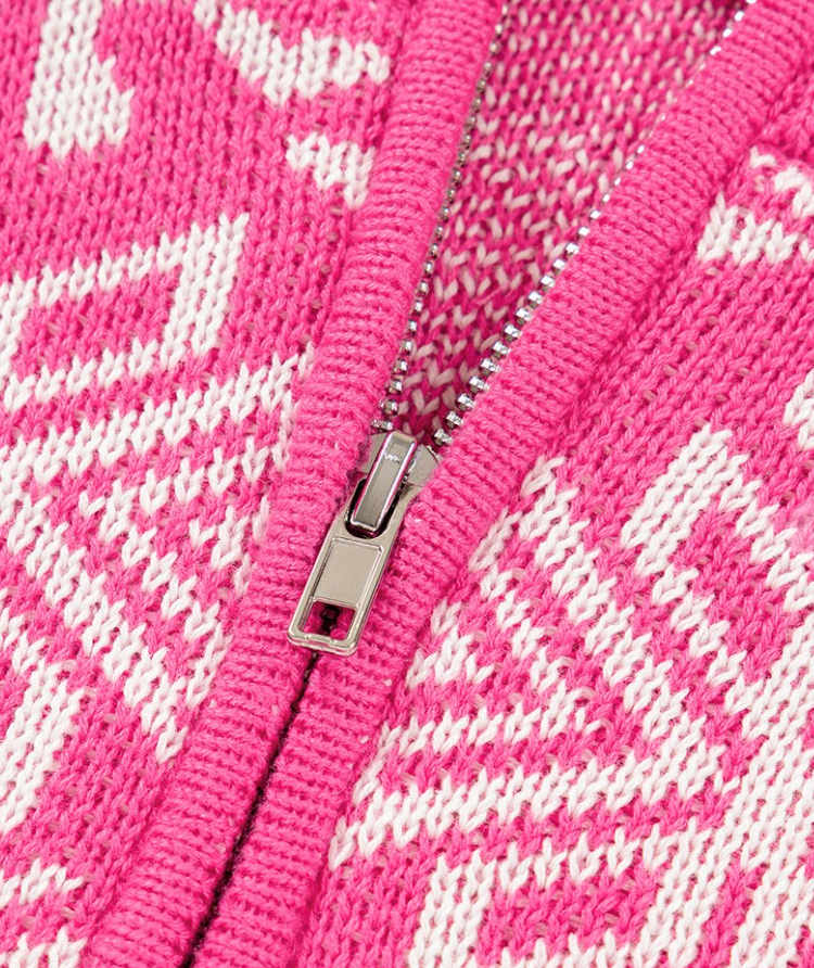 Geo Snowflake 1/4 Zip Sweater PINK