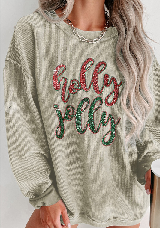 Sequin Corded Sweatshirt SAGE