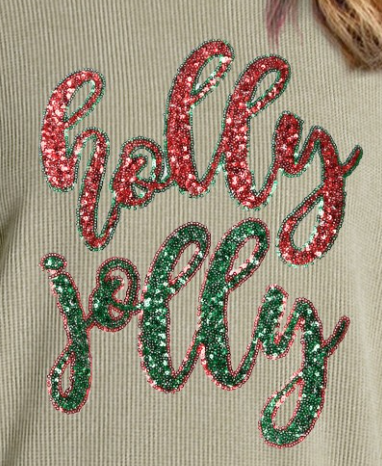 Sequin Corded Sweatshirt SAGE