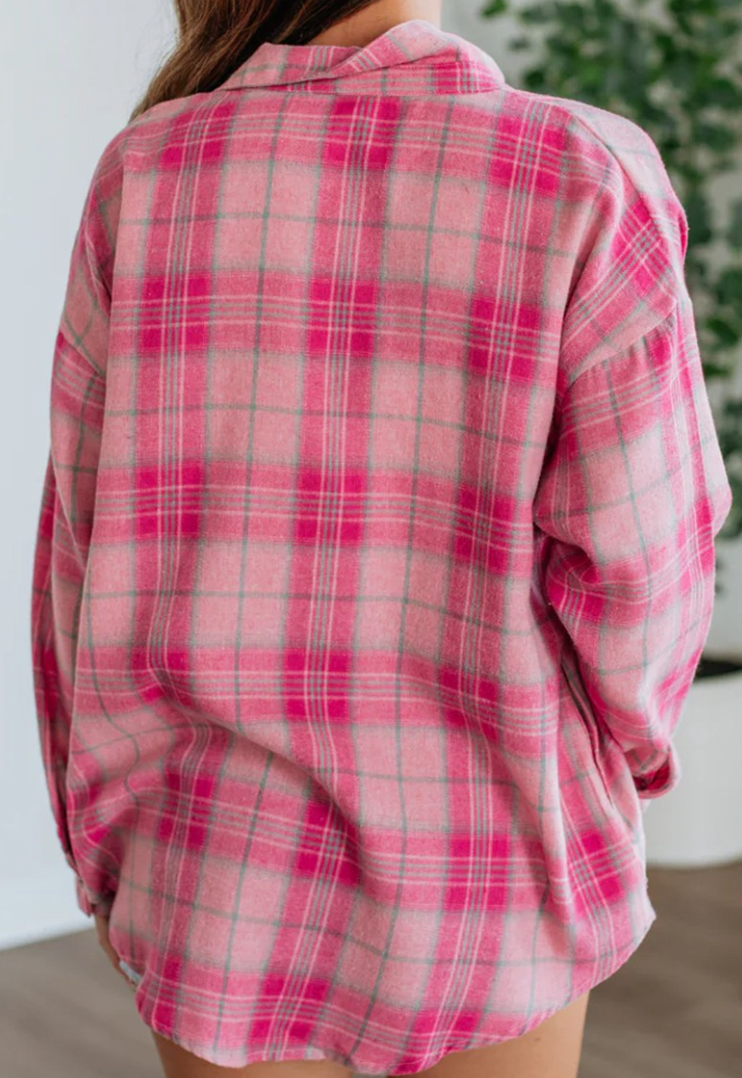 Plaid Flannel W/ Pockets PINK