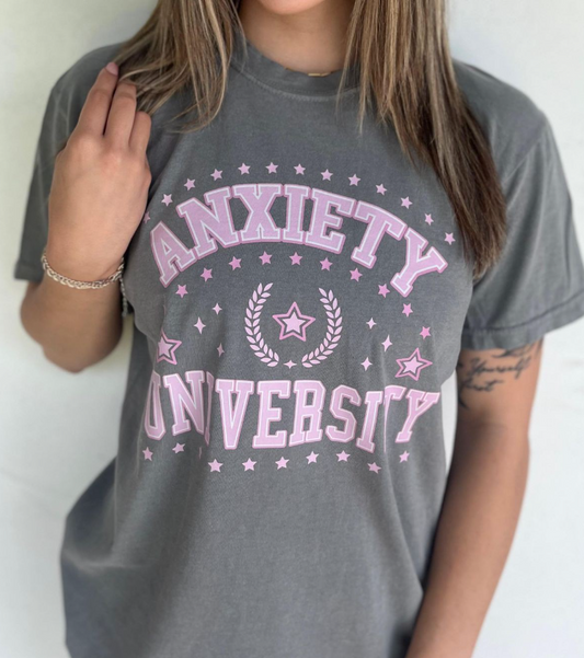 Anxiety University Mineral Wash Tee GRAY