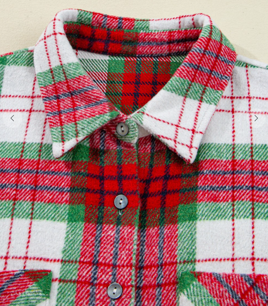 CHRISTmas Plaid Flannel Shacket RED