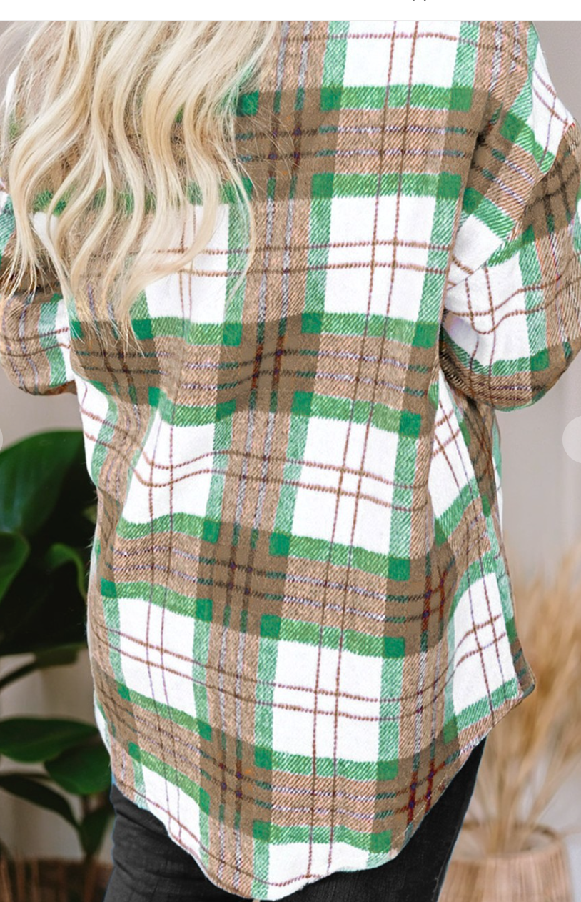 CHRISTmas Plaid Flannel Shacket KHAKI